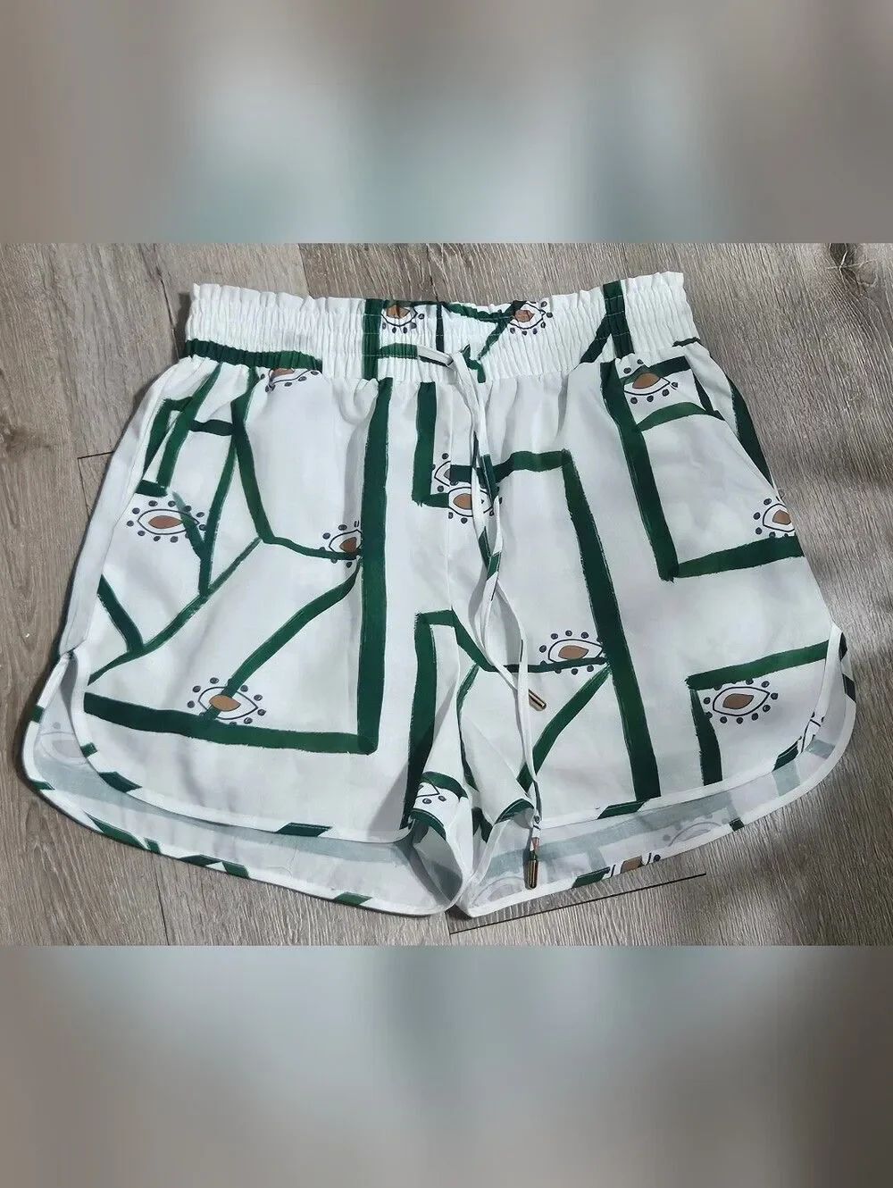 Commense Women’s Shorts Evil Eye Pattern Size L